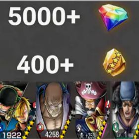 ワンピースバウンティラッシュ Zoro&Sanji+Nusjuro+RogerDark+Kuzan💎5000+✨ 400+