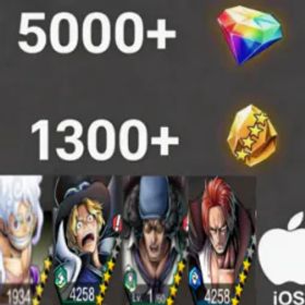 ワンピースバウンティラッシュ Luffy+Sabo+Kuzan+ShanksBlue💎5000+✨1300+