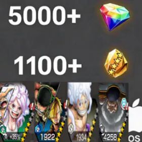 ワンピースバウンティラッシュ Bonney+Zoro&Sanji+Luffy+Saturn💎5000+✨1100+