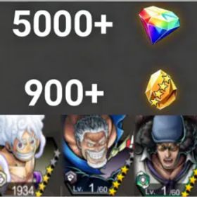 ワンピースバウンティラッシュ Luffy+Garp+Kuzan💎5000+✨900+