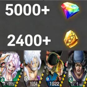ワンピースバウンティラッシュ Bonney+Zoro&Sanji+Luffy+Kuzan💎5000+✨2400+