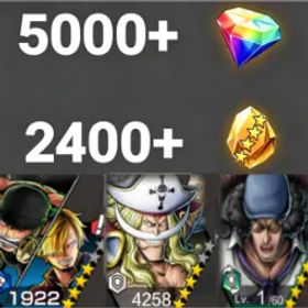 ワンピースバウンティラッシュ Zoro&Sanji+Newgate+Kuzan💎5000+✨2400+