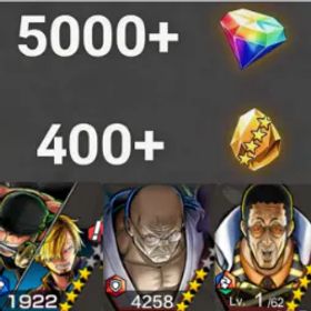 ワンピースバウンティラッシュ Zoro&Sanji+【Borsalino】+Nusjuro💎5000+✨400+