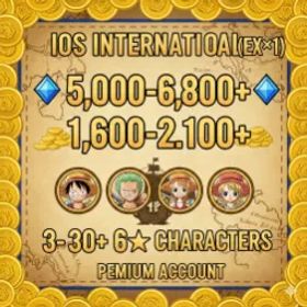 ワンピースバウンティラッシュ （EX✖2）💎5K-6.8K GOLD 2700-3200+ 4-6⭐Characters100+