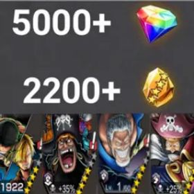 ワンピースバウンティラッシュ Zoro&Sanji+Teach+Garp+RogerDark +💎5000+✨2200+