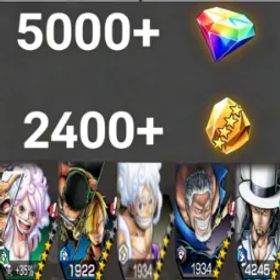 ワンピースバウンティラッシュ Bonney+Zoro&Sanji+Luffy+Garp+Lucci+💎5000+✨2400+