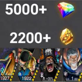 ワンピースバウンティラッシュ MarcusMars+Zoro&Sanji+Teach+Garp+💎5000+✨2200+