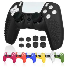 【送料無料】Ltenic ps5 コントローラー カバー シリコン素材 ps5 カバー コントローラー 滑り止め 簡単装着 超軽量 耐衝撃 傷つけ防止 保護ケース-ブラック色(スティックキャップ 8個付)
