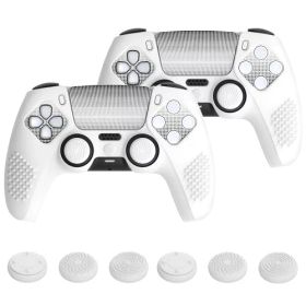 PlayVital ps5コントローラー対応用保護カバー、改良型シリコンカバー充電ステーションに対応、サムグリップキャップ12個やステッカー4枚付属、3Dスタッド加工、グリップ付き滑り止めや