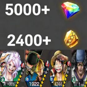 ワンピースバウンティラッシュ Bonney+Zoro&Sanji+DreamLuffy+Kuzan💎5000+✨2400+