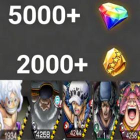 ワンピースバウンティラッシュ Law+Luffy+Saturn+Oiran+Kuzan+💎5000+✨2000+