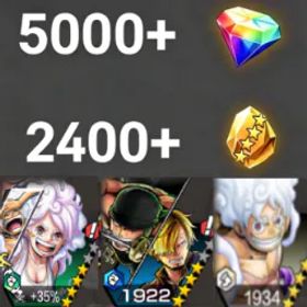 ワンピースバウンティラッシュ Bonney+Zoro&Sanji+Luffy💎5000+✨2400+