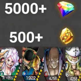 ワンピースバウンティラッシュ Bonney+Zoro&Sanji+Nusjuro+Newgate💎5000+✨500+