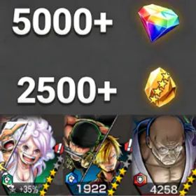 ワンピースバウンティラッシュ Bonney+Zoro&Sanji+Nusjuro💎5000+✨2500+