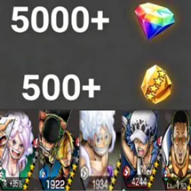 ワンピースバウンティラッシュ Bonney+Zoro&Sanji+Luffy+Law+Borsalino💎5000+✨500+