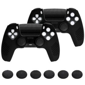 PlayVital ps5コントローラー対応用保護カバー、改良型シリコンカバー充電ステーションに対応、サムグリップキャップ12個やステッカー4枚付属、3Dスタッド加工、グリップ付き滑り止めや