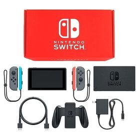 Nintendo Switch本体 カラーカスタマイズ /Joy-Con(L/R)グレー/Joy-Conストラップ：ネオンレッド/ネオンブルー ニンテンドースイッチハード