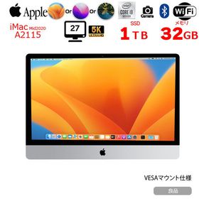 【中古】Apple iMac 27inch MXWV2J/A A2115 5K 2020 VESAマウント 選べるOS [Core i9 10910 3.6GHz 32G SSD1TB 無線 BT カメラ 27インチ ]:良品