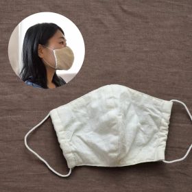 和紡布 うるおいマスク 立体型 オーガニックコットン 手つむぎ 生成り 和紡布 自然栽培綿 手つむぎ 綿素材 洗って使える布マスク オーガニック素材 花粉症 肌に優しい 手荒れ、皮膚の弱い方には特にお勧め 手紡ぎ糸 吸水率が抜群 益久染織研究所 ガラ紡