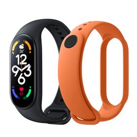 Xiaomi Mi Smart Band 7 Activity Meter, 1.62-Inch AMOLED Display, Blood Oxygen Level Measurement, Bluetooth 5.2, Sleep Monitor, Heart Rate, 5 ATM Waterproof, Smart Band, LINE, Message Notifications, Set of Main Unit + Genuine Replacement Belt Orange + Protective Film)