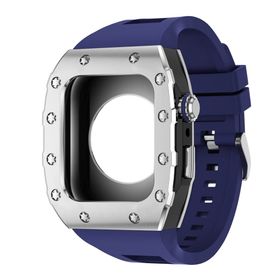 SAAWEE 高級修正キット Apple Watch バンドケースカバー IWatch シリーズ 8 7 6 5 4 SE メンズ シリコンストラップ メタルセット 44mm 45mm