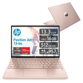 HP ノートパソコン 13.3インチ 2021年旧モデル IPSディスプレイ 軽量957g Ryzen7 16GB 512GB SSD HP Pavilion Aero 13-be ピンクベージュ Windows 11 Pro WPS Office付き（型番：483X2PA-AABZ）