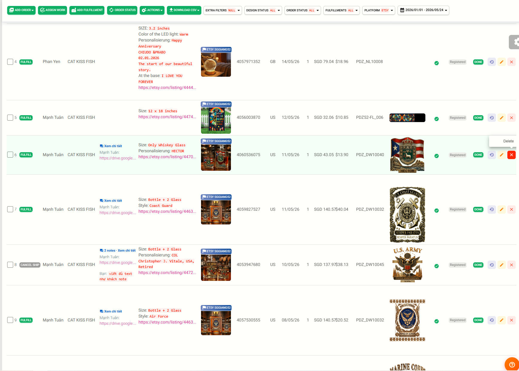 Orders synced into dashboard